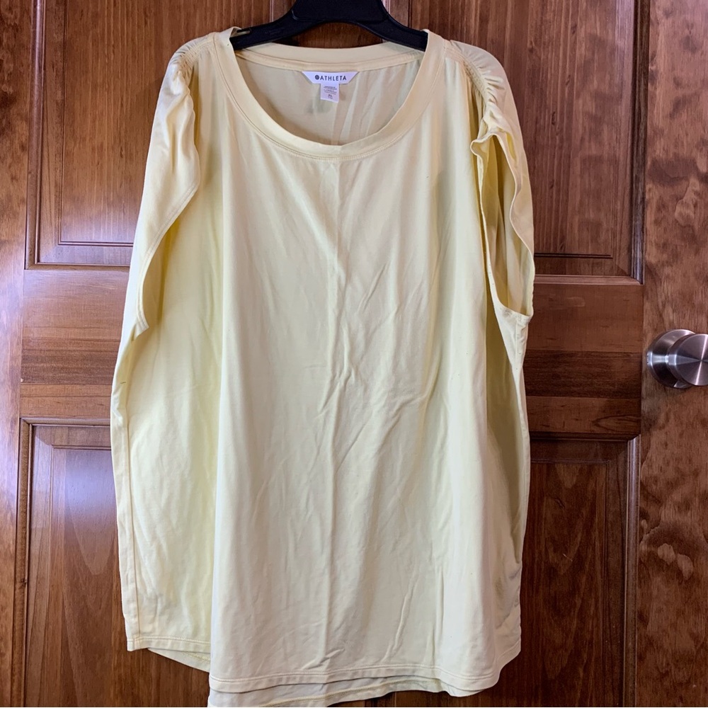 Women’s cinched flutter short sleeve yellow blouse top size XL